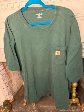 Carhartt Pocket T Shirt Green Relaxed Fit Heavyweight Workwear Men’s 2XL
